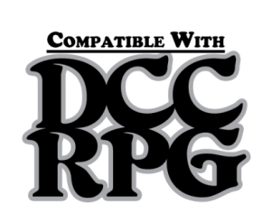 The compatible with DCC RPG logo which is issued to licensees.